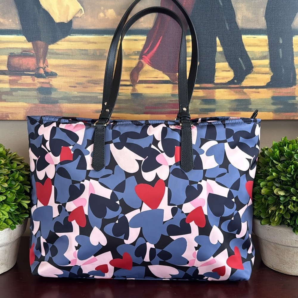 KATE SPADE ♠️ New York "Taylor" MULTI HEART PARTY TOTE BAG ❤️LIKE NEW❤️ - Picture 9 of 17